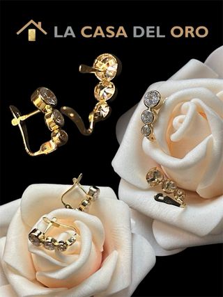 Pendientes Circonitas en Vertical Oro 18kt