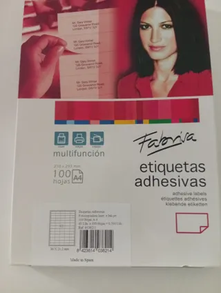 Caja 100 hojas etiquetas adhesivas A4 multifunción