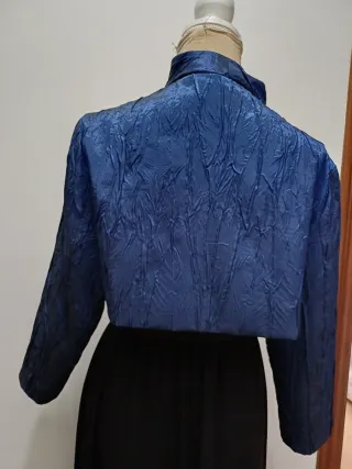 Bolero Nati Jimenez Azul Arrugado