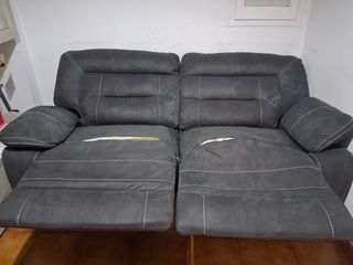 Sofá Reclinable Gris Tela eléctrico