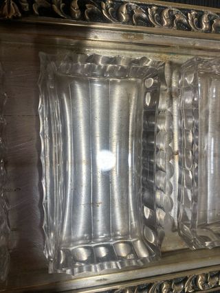 Bandeja cobre latón bronce baño plata años 40