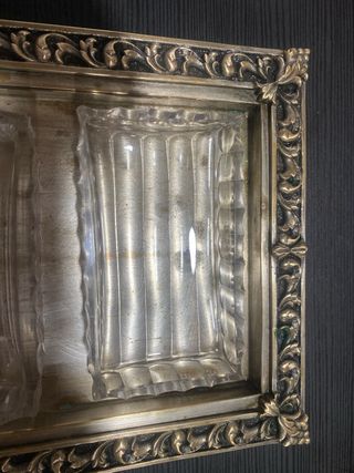 Bandeja cobre latón bronce baño plata años 40