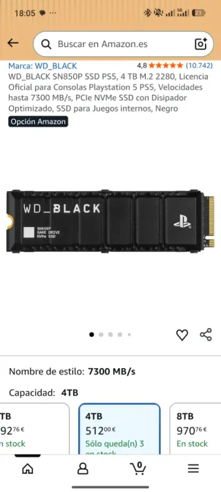 SSD WD_BLACK SN850P 4TB PS5 M.2