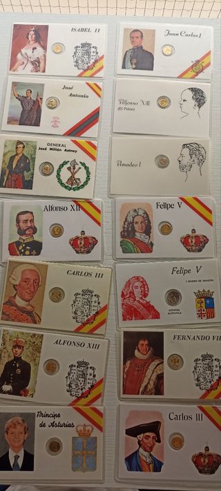 Lote 14 Tarjetas Moneda Conmemorativa Reyes España