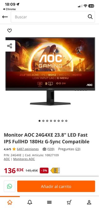 Monitor AOC 24G4 23.8 180Hz