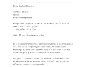 Gafas LG Cinema 3D (4 unidades)