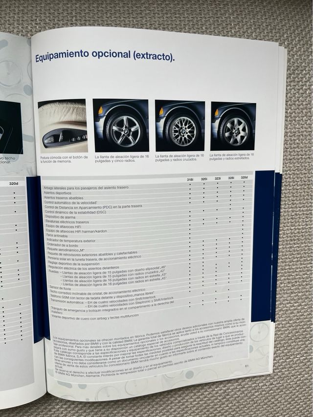 Catálogo BMW Serie 3 (E46) años 90. 68 páginas.