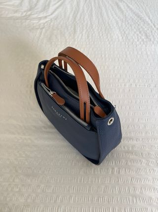 Bolso Lamarthe Piel Azul y Marrón