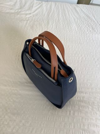Bolso Lamarthe Piel Azul y Marrón