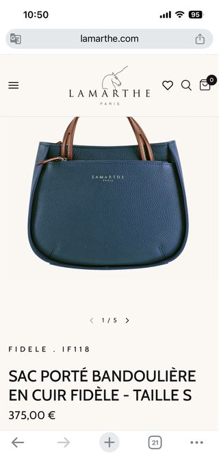 Bolso Lamarthe Piel Azul y Marrón
