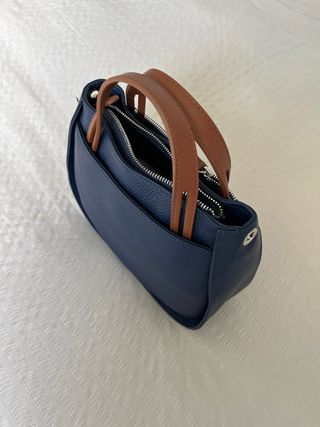 Bolso Lamarthe Piel Azul y Marrón