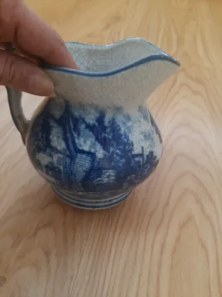 Jarra cerámica antigua estilo transferware