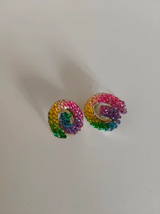 Orecchini a spirale arcobaleno glitterati