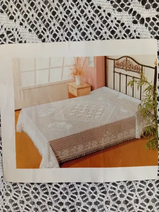 Colcha Crochet Matrimonio Blanca
