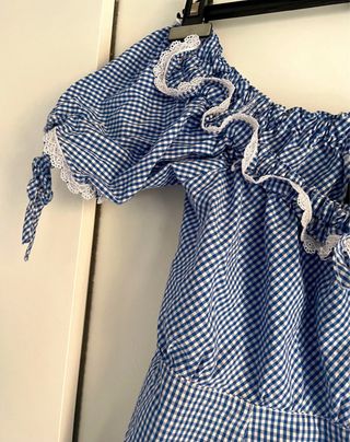 Camisa vintage estilo cottagecore de cuadros azule