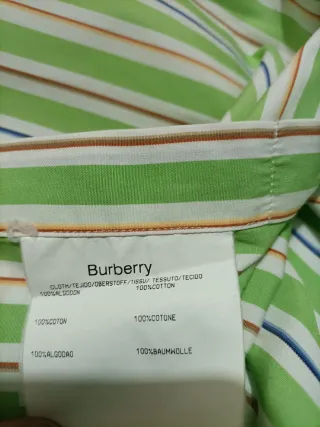 Camisa Burberry Rayas Verde Hombre XL