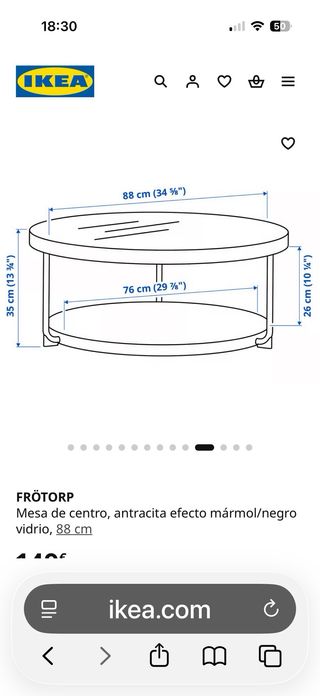 Mesa de centro Frötorp IKEA 88 cm