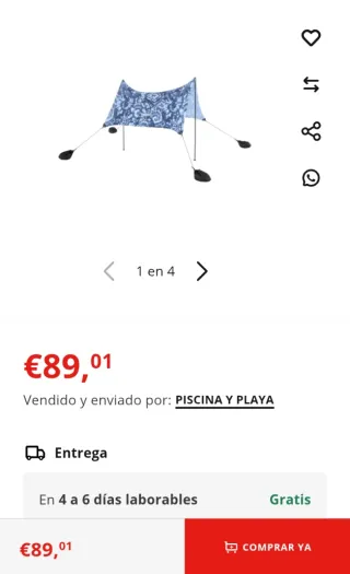 Tienda Sombra Playa Bestway 68145 UPF80