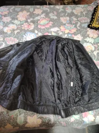 Cazadora Piel Hombre Vintage Negra talla 58