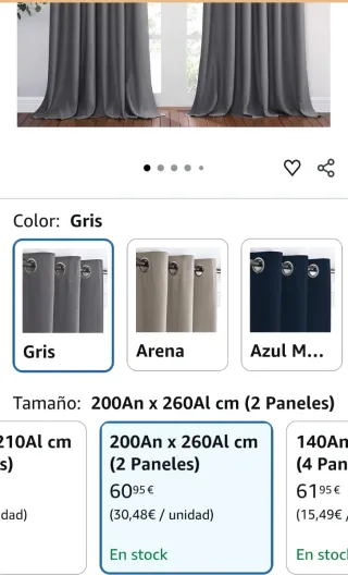 Cortinas Opacas Térmicas Grises (2 Piezas)