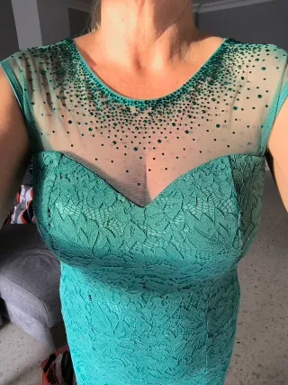 Vestido largo encaje verde