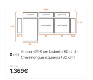 Sofá Geo Chaiselongue Extraíble