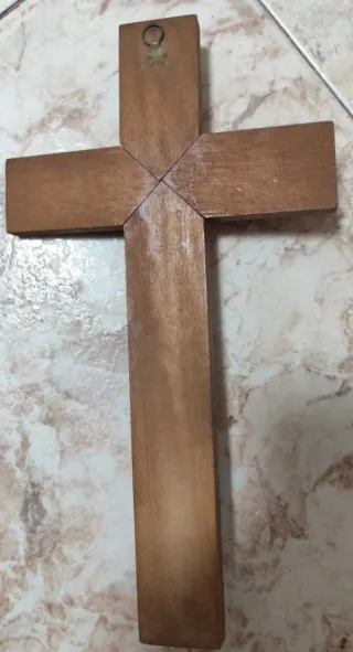 Crucifijo antiguo madera INRI