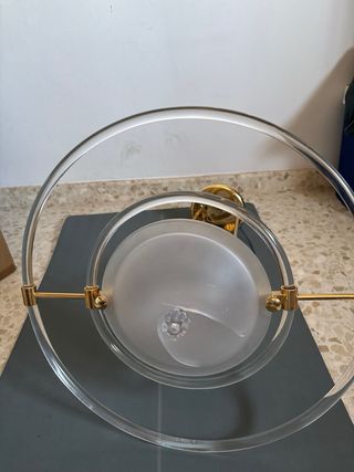 Conjunto de lamparas de vidrio y metal dorado