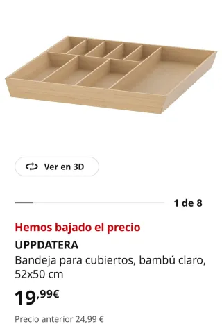 Organizador cajón cubiertos de bambú