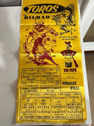 Lámina tela cartel toros Bilbao 1963