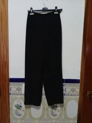 Pantalón negro ancho verano tela ligera vestir