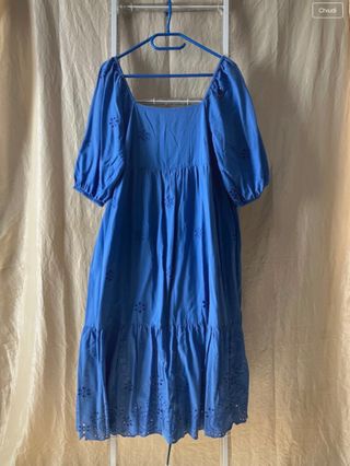Vestito sangallo cotone blu