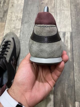 Hogan Scarpe Uomo Pelle Camoscio Grigio Marrone