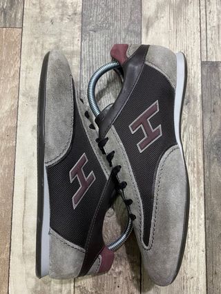 Hogan Scarpe Uomo Pelle Camoscio Grigio Marrone