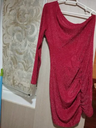 Vestido fiesta rojo brillo