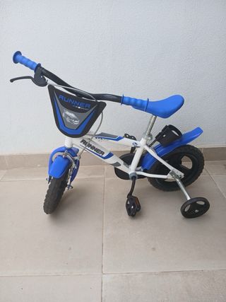 Bicicleta infantil Runner azul y blanca