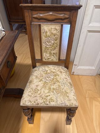 Silla vintage madera floral
