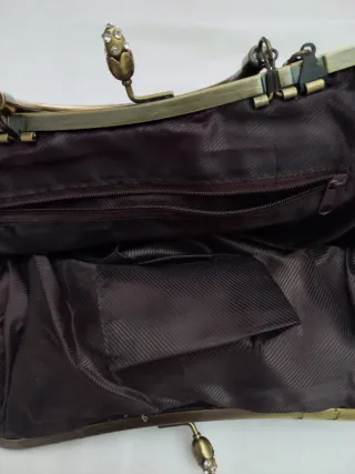 Borsa velluto vittoriano nera con fiori rosa