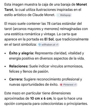 Tarot Monet Cartas