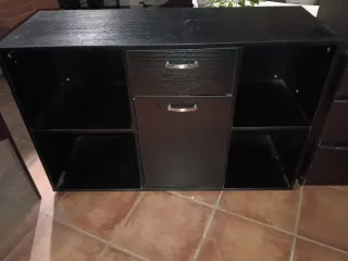 Escritorio y Cajonera Negro/Marrón