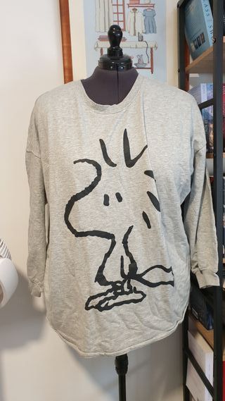 Camiseta Snoopy Oversize Gris Mujer Talla Única