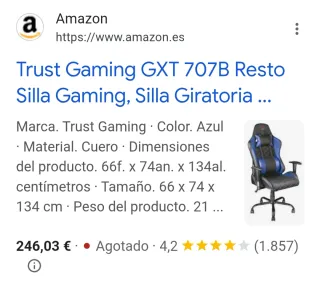 Silla Gaming Trust GXT 707B Azul