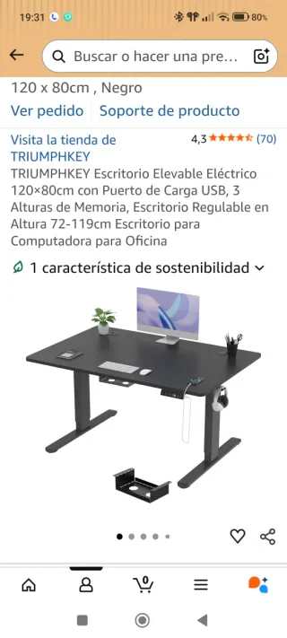 Escritorio Elevable Negro
