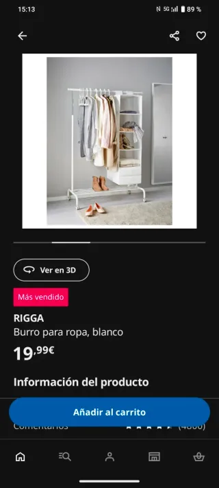 Burro Ropero Rigga IKEA Blanco