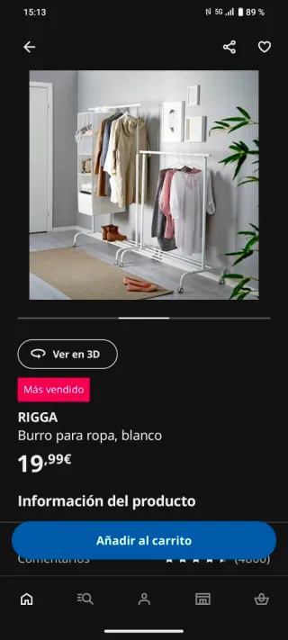 Burro Ropero Rigga IKEA Blanco