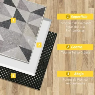 Alfombra geométrica gris y negra