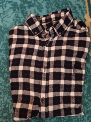 Camisa cuadros manga larga hombre S