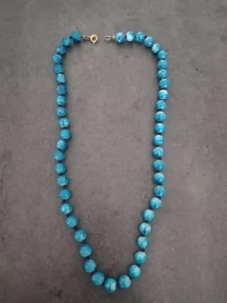 Collana vintage perle azzurre