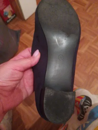 Zapatos tacón 3,5cm azul de terciopelo mujer