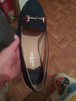 Zapatos tacón 3,5cm azul de terciopelo mujer